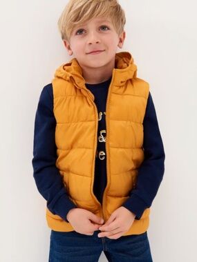 GAP Bright Yellow Hooded Puffer Vest
